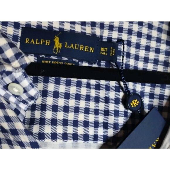 Ralph Lauren Navy Paid Men's Casual Button Down Polo Shirt Size XLT - Picture 3 of 6